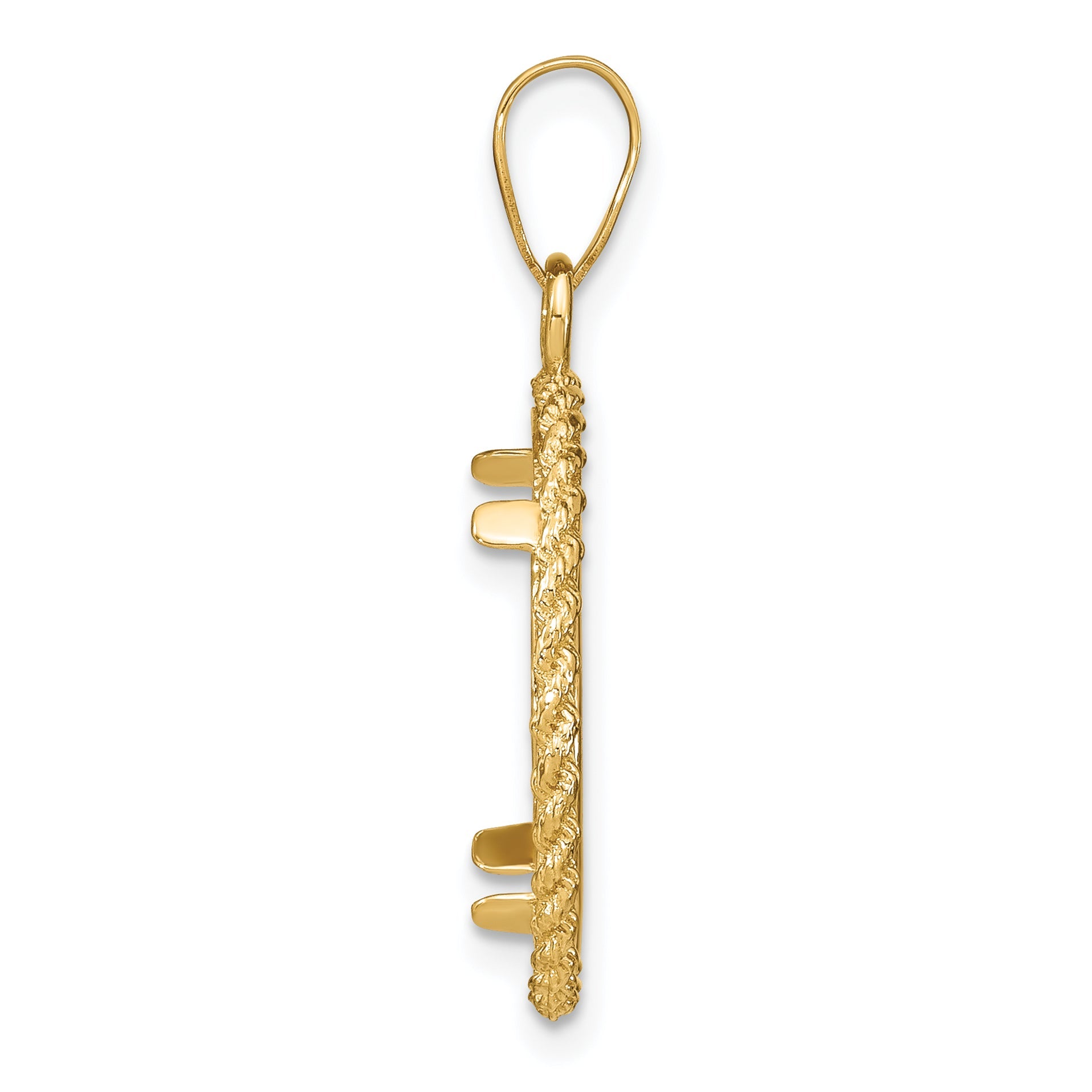 14K Yellow Gold Wideband Distinguished Coin Jewelry Polished With Casted Rope 16.5mm Prong Bezel Pendant