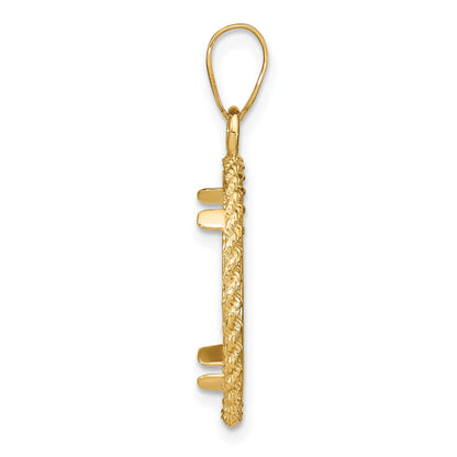 14K Yellow Gold Wideband Distinguished Coin Jewelry Polished With Casted Rope 16.5mm Prong Bezel Pendant