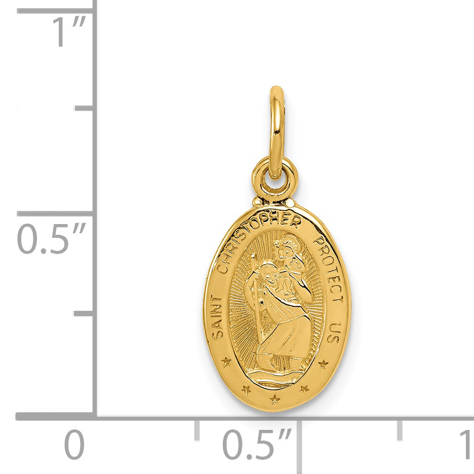 14K Yellow Gold Saint Christopher Medal Charm