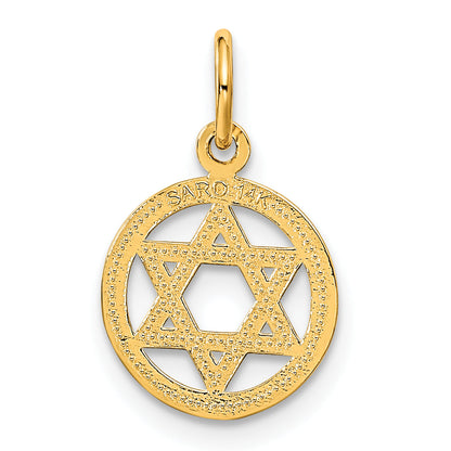 14K Yellow Gold Solid Polished Star Of David Charm