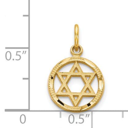14K Yellow Gold Solid Polished Star Of David Charm