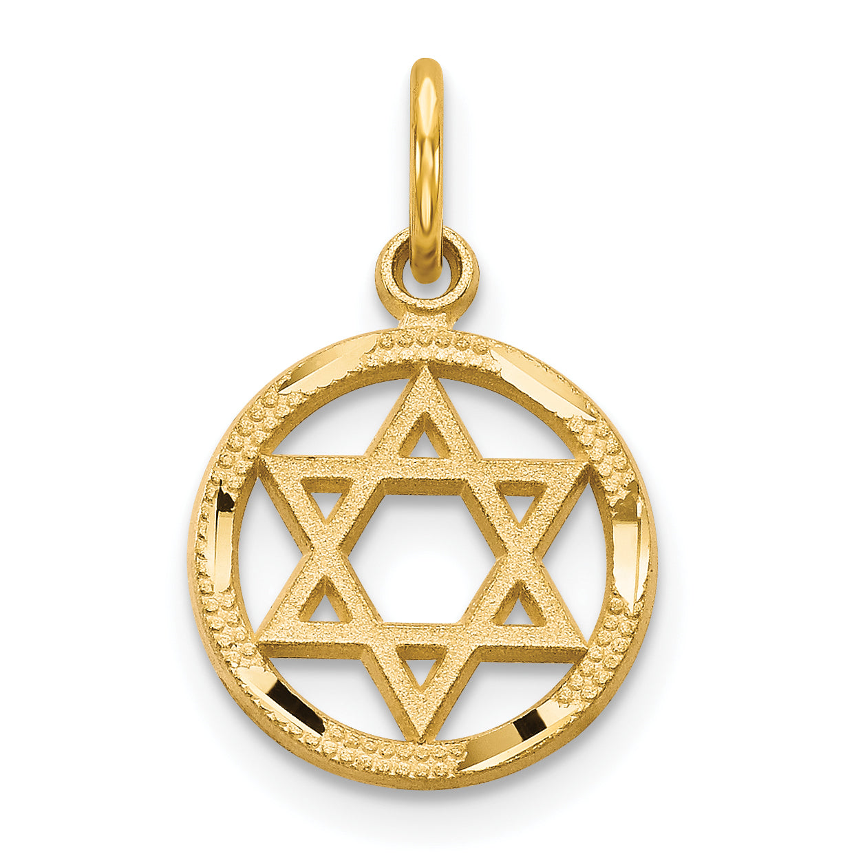 14K Yellow Gold Solid Polished Star Of David Charm