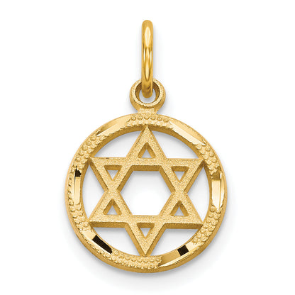 14K Yellow Gold Solid Polished Star Of David Charm