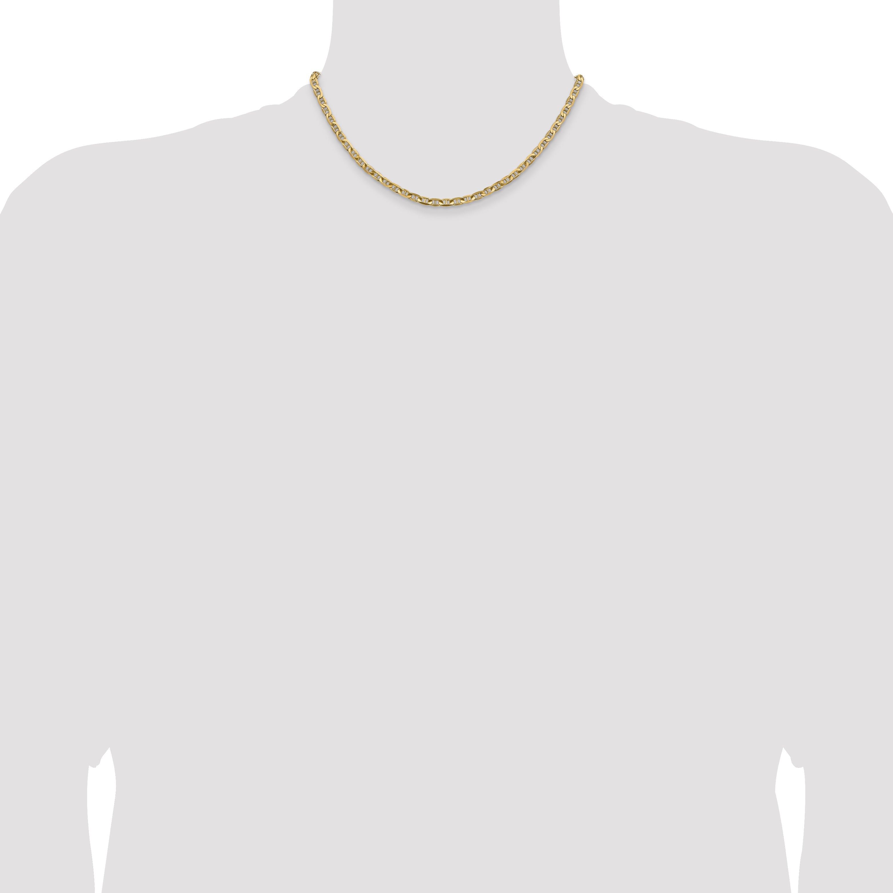 14K Yellow Gold 16 Inch 3.75mm Concave Anchor With Lobster Clasp Chain Necklace