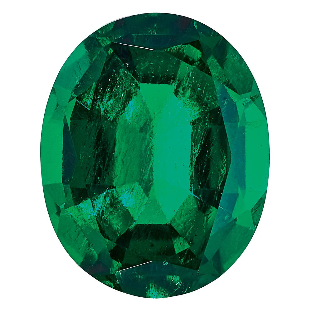 Gemstone Created Emerald 9X7mm Oval