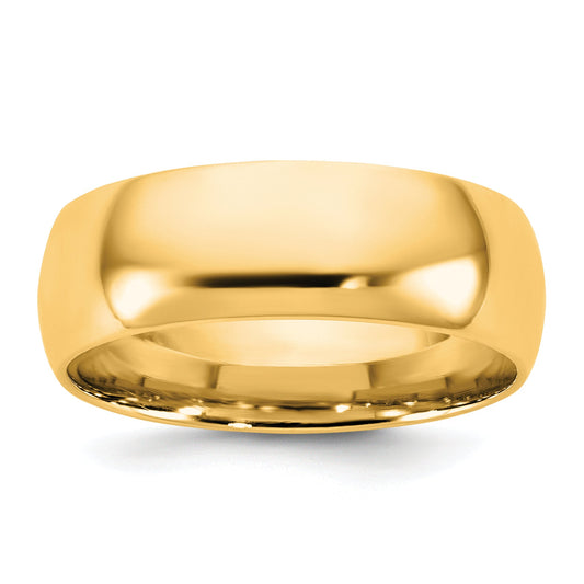 10K Yellow Gold 10Ky 6.5mm Standard Comfort Fit Band Size 7.5