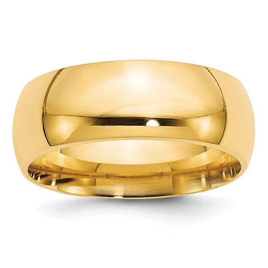 14k Yellow Gold 8mm Standard Weight Comfort Fit Wedding Band Ring