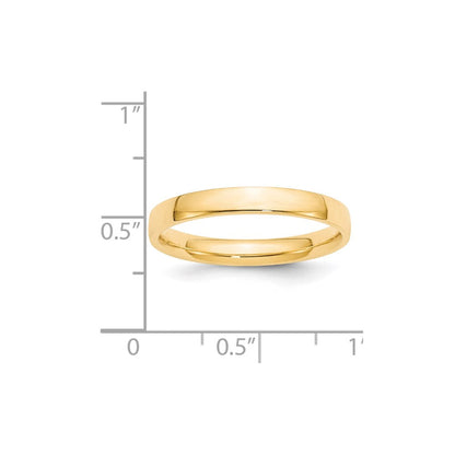 14k Yellow Gold 3mm Lightweight Comfort Fit Wedding Band Ring