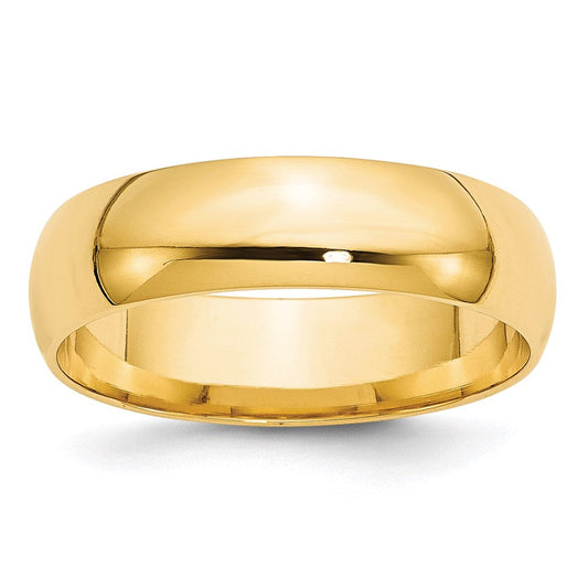 18k Yellow Gold 6mm Lightweight Comfort Fit Wedding Band Ring