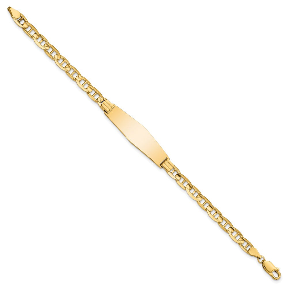 8 Inch 14K Anchor Soft Diamond Shape Id Bracelet