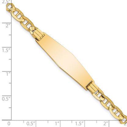 7 Inch 14K Anchor Soft Diamond Shape Id Bracelet