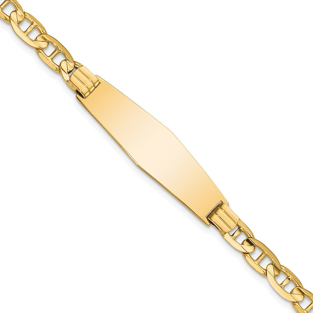 8 Inch 14K Anchor Soft Diamond Shape Id Bracelet