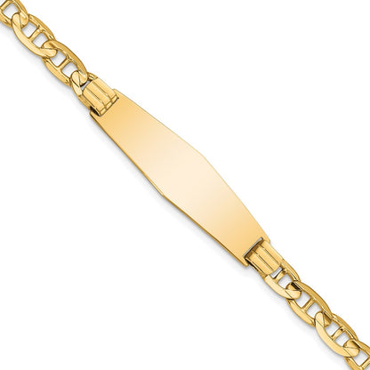 8 Inch 14K Anchor Soft Diamond Shape Id Bracelet