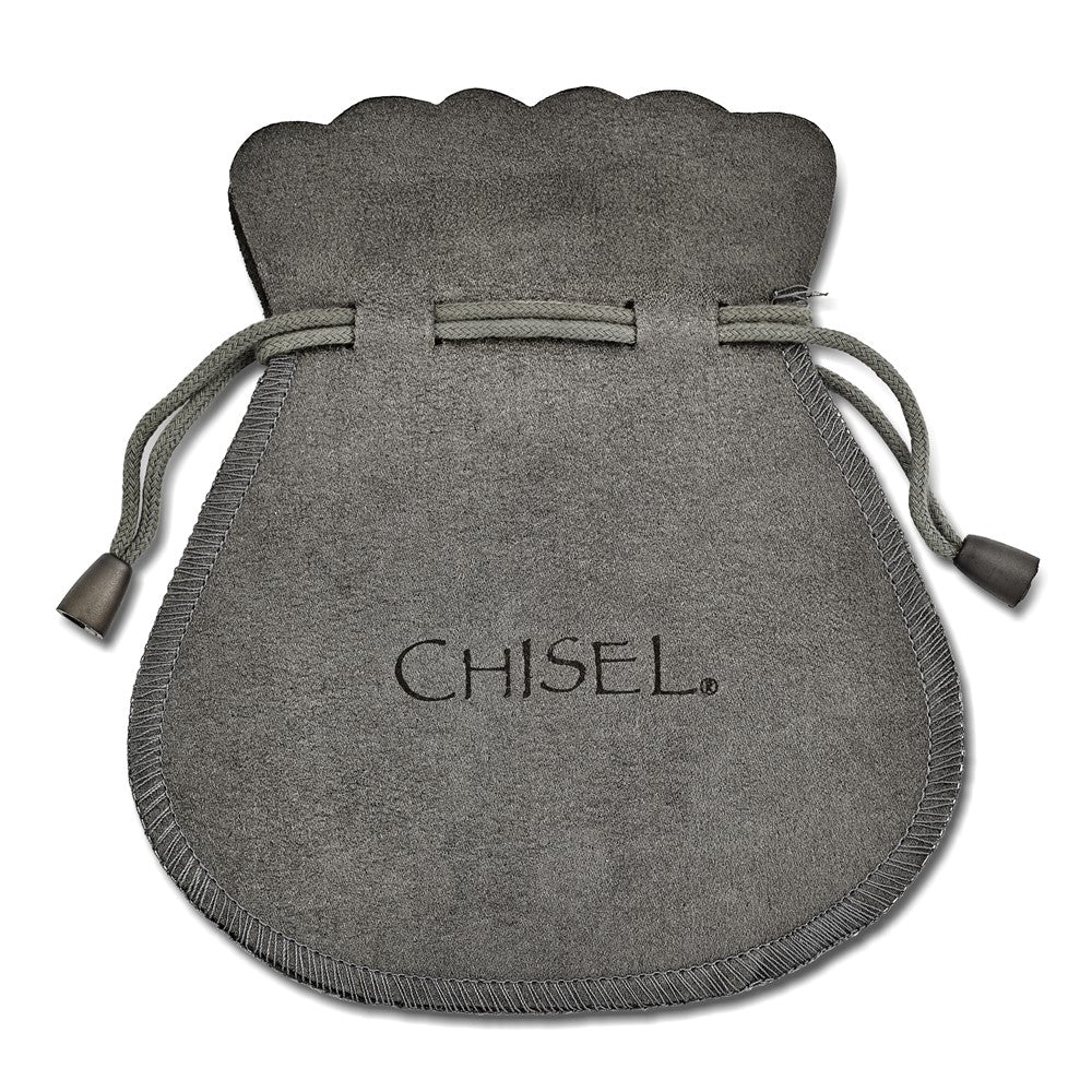 Stainless Steel Chisel Polished With Black Rubber Barrel Link Chain Necklace