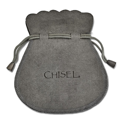 Stainless Steel Chisel Polished With Black Rubber Barrel Link Chain Necklace