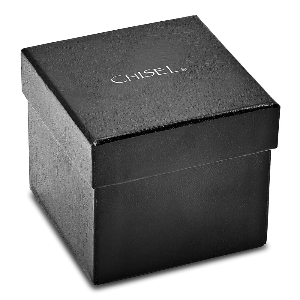 Stainless Steel Chisel Brushed Black Ip-Plated With Cz Dad 8.75 Inch Bracelet And 24 Necklace Set