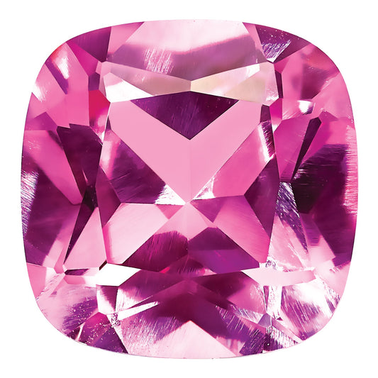 Gemstone Created Pink Sapphire 7mm Antique Cushion