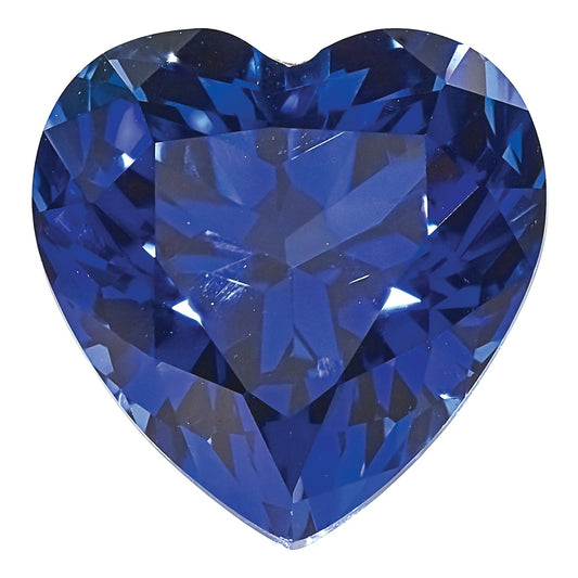 Gemstone Created Blue Sapphire 4mm Heart