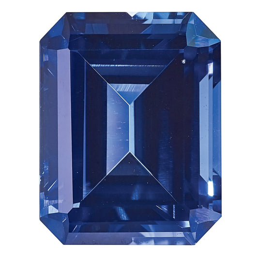 Gemstone Created Blue Sapphire 6X4mm Emerald Cut
