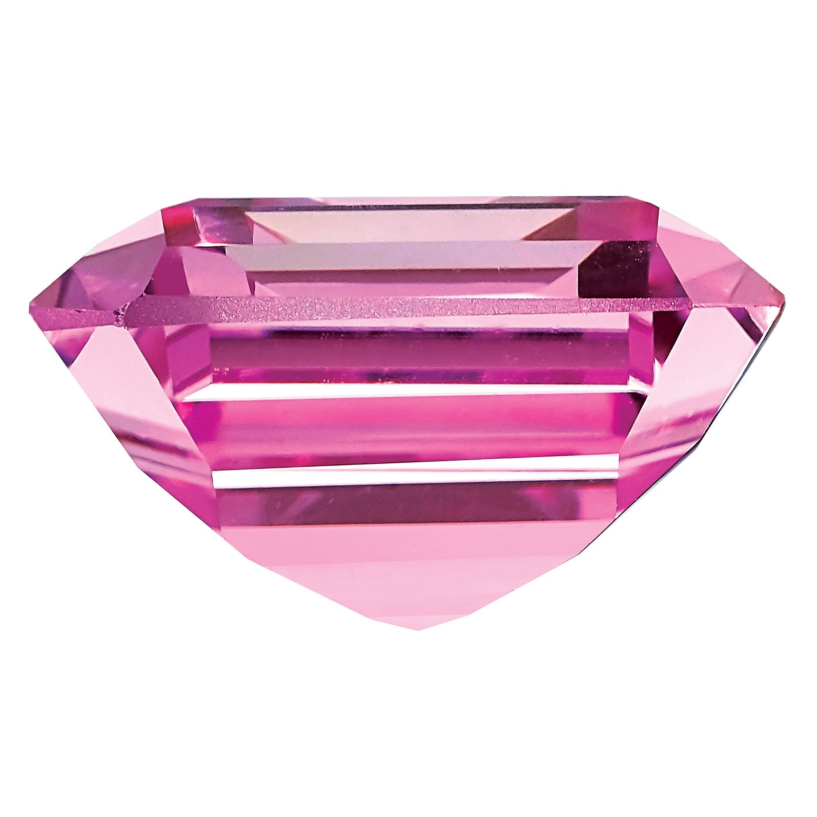 Gemstone Created Pink Sapphire 6X4mm Emerald Cut