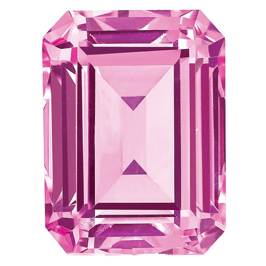 Gemstone Created Pink Sapphire 12X10mm Emerald Cut