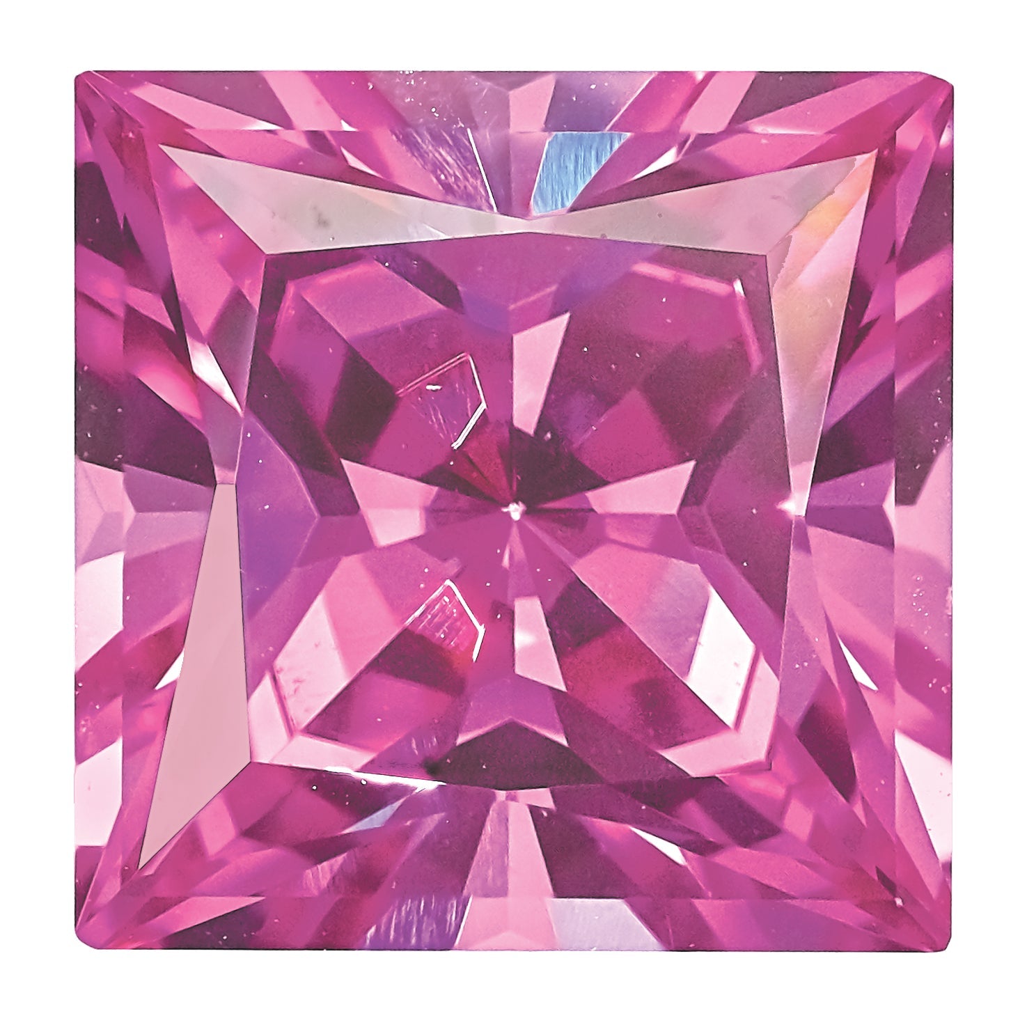 Gemstone Created Pink Sapphire 7mm Princess