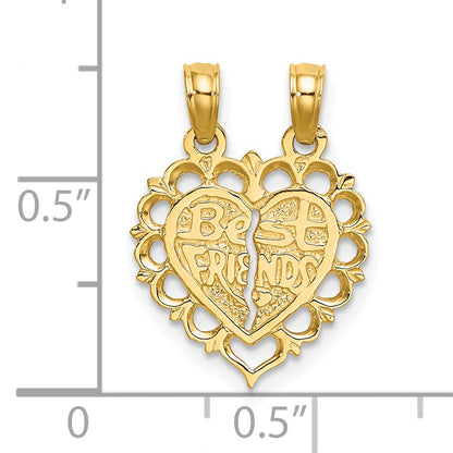 14K Yellow Gold Polished Best Friend 2 Piece Break-Apart Heart Charm