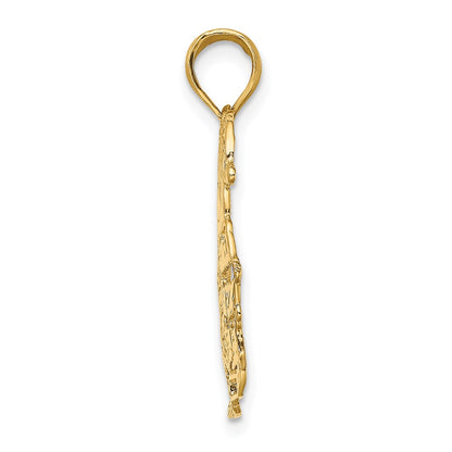 14K Yellow Gold Polished Christmas Tree And Santa Charm