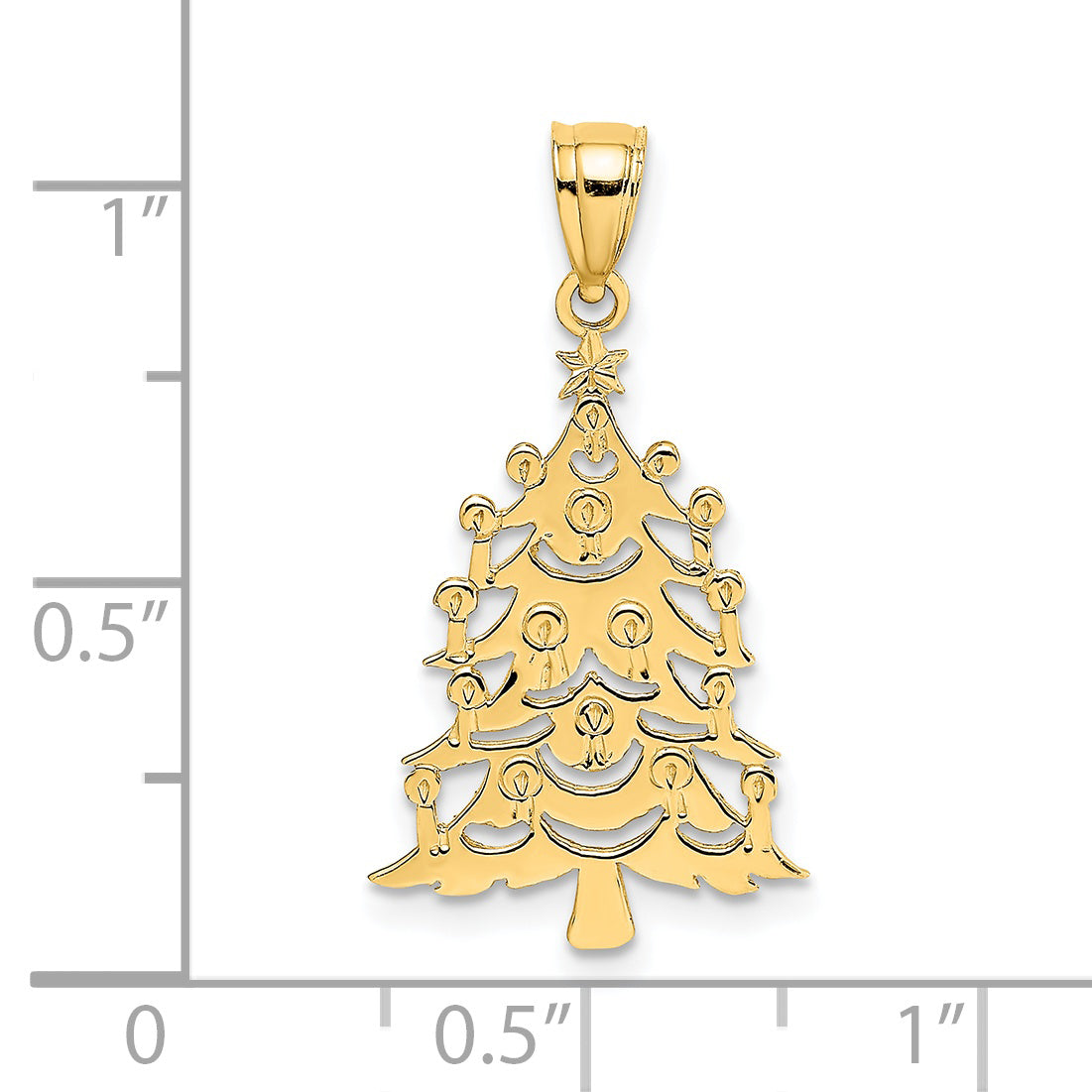 14K Yellow Gold Polished Christmas Tree Charm