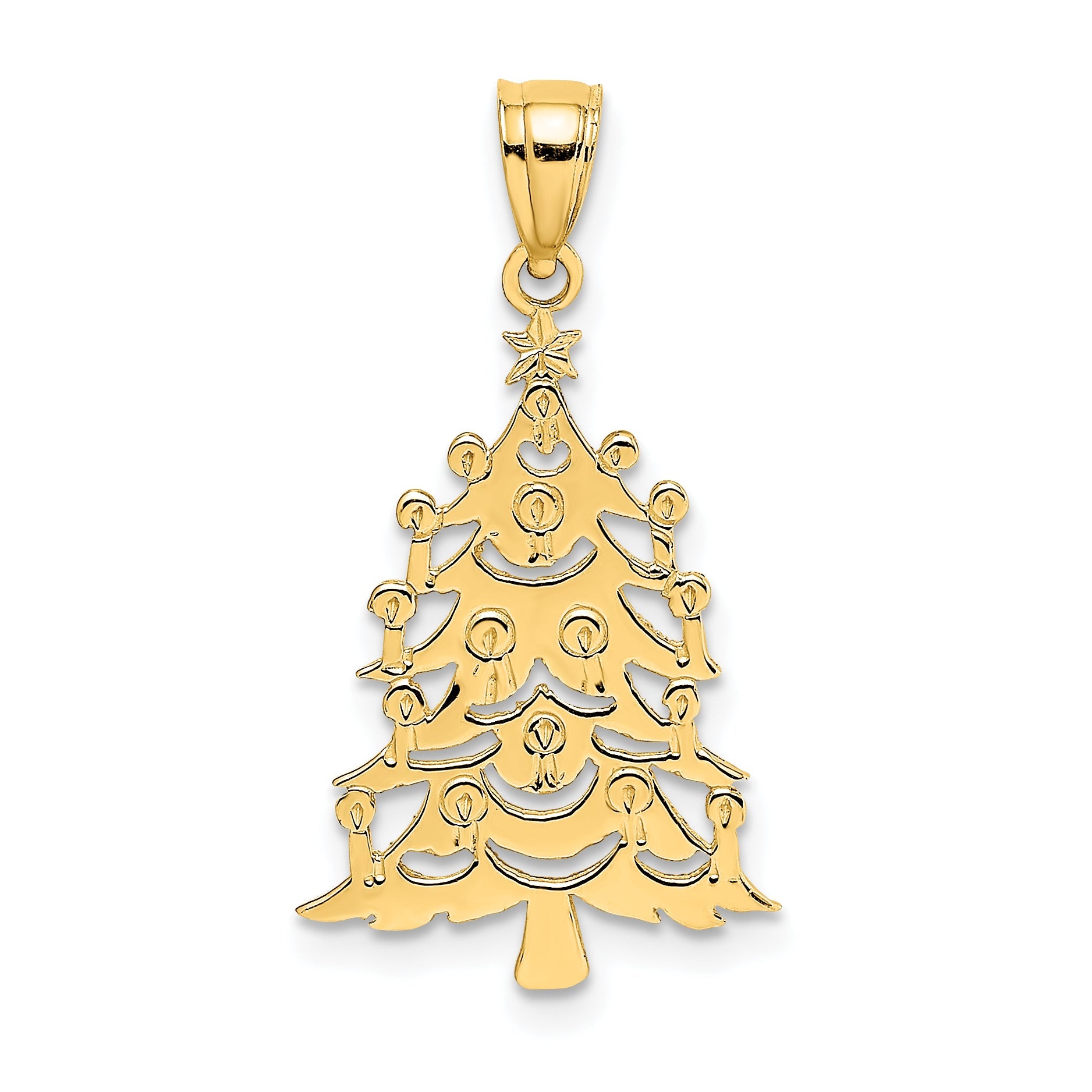 14K Yellow Gold Polished Christmas Tree Charm