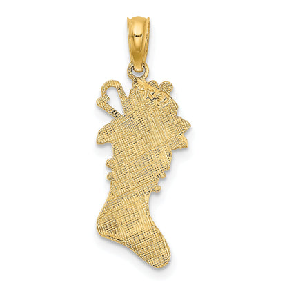 14K Yellow Gold Polished Christmas Stocking Charm