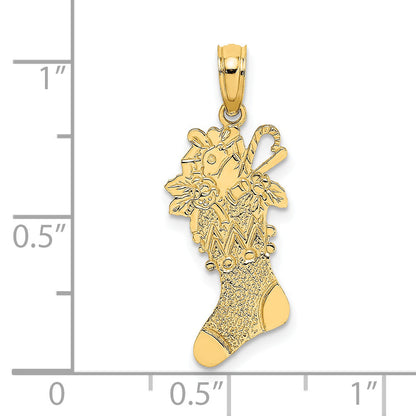 14K Yellow Gold Polished Christmas Stocking Charm