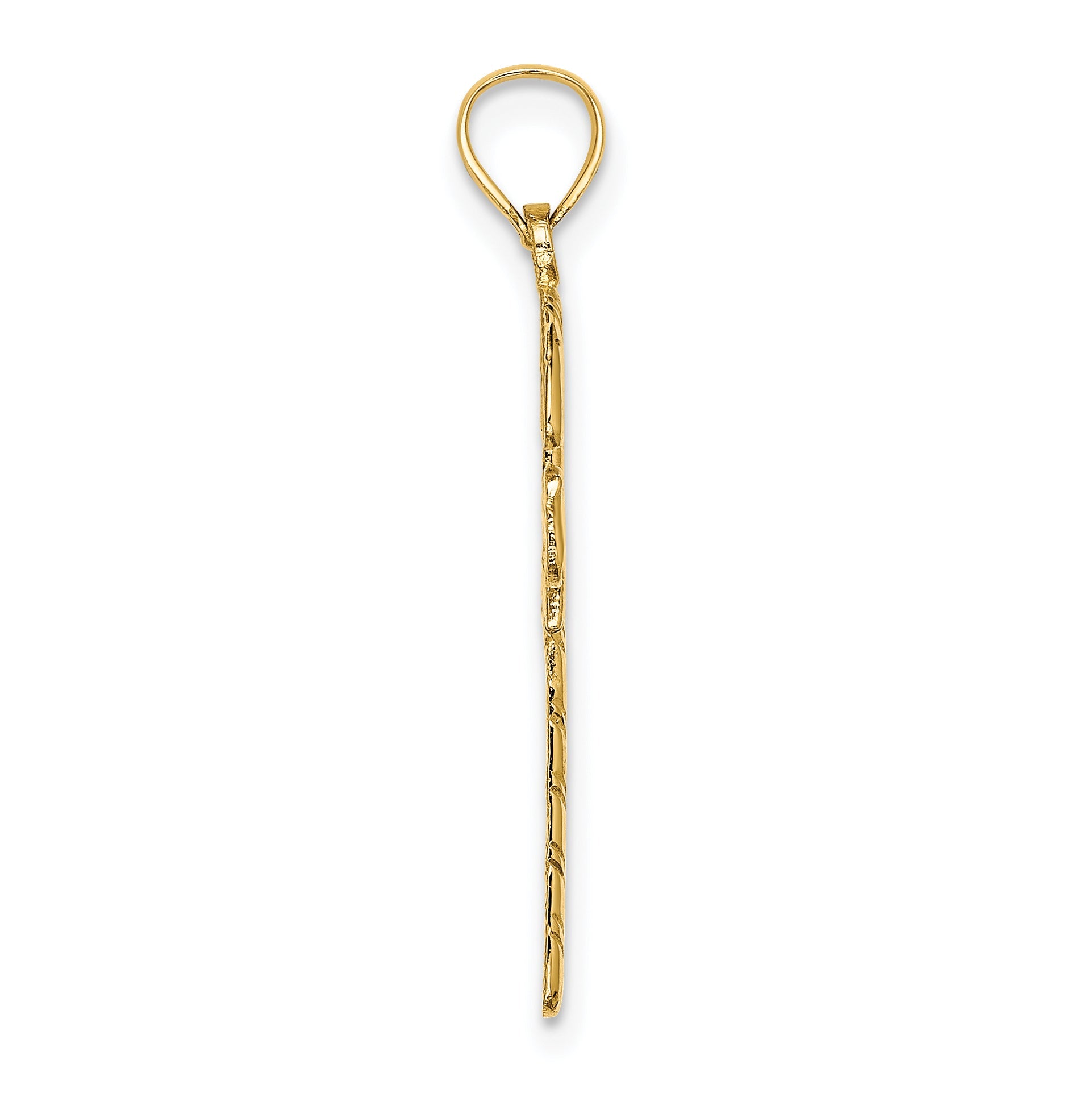 14K Yellow Gold Solid Polished Candy Cane Charm