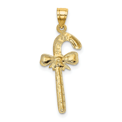 14K Yellow Gold Solid Polished Candy Cane Charm