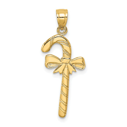 14K Yellow Gold Solid Polished Candy Cane Charm