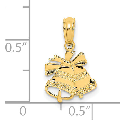 14K Yellow Gold Polished Christmas Bells Charm