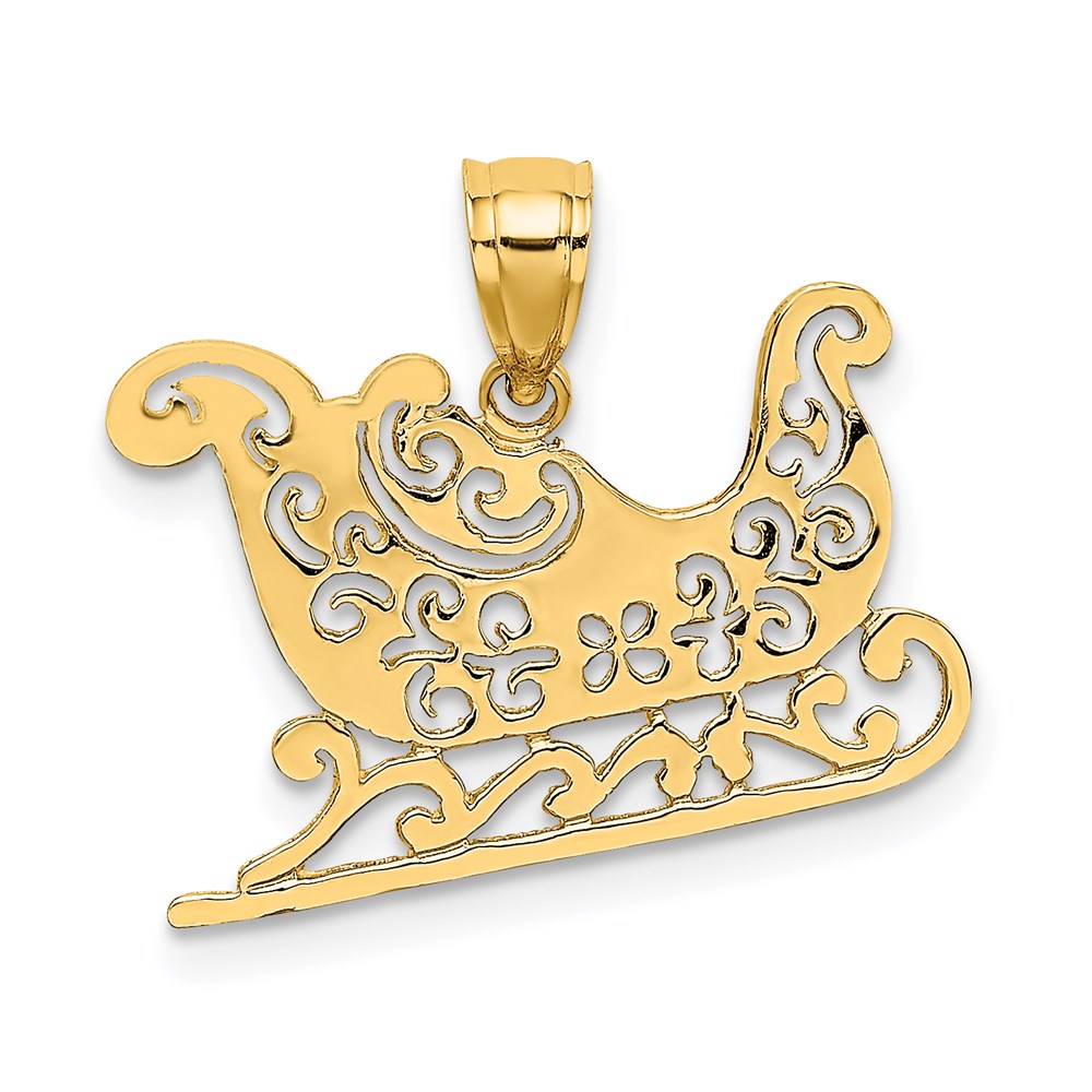 14K Yellow Gold Polished Sleigh Charm