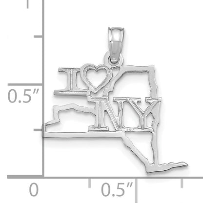 14K White Gold Solid New York State Pendant
