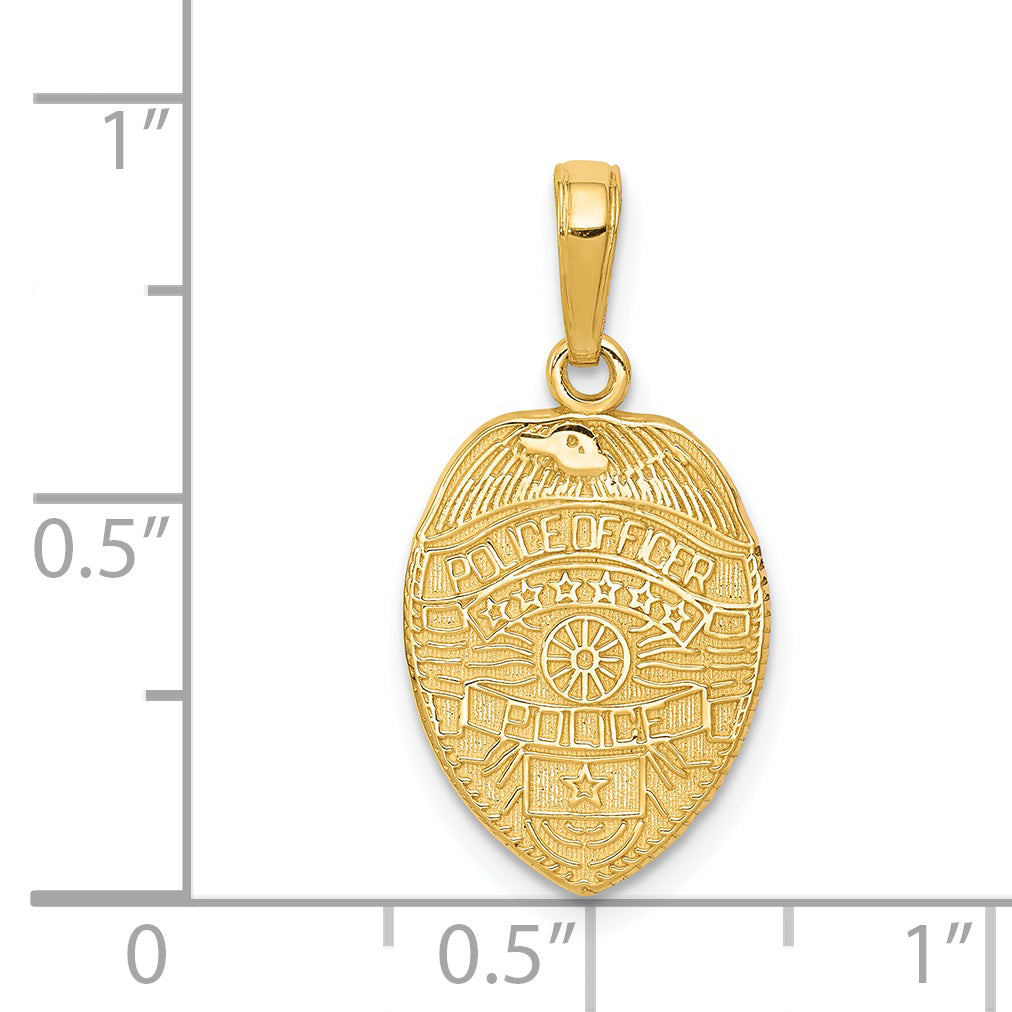 14K Yellow Gold Police Officer Badge Pendant