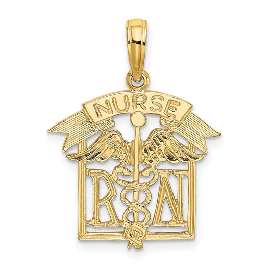 14K Yellow Gold Registered Nurse Charm