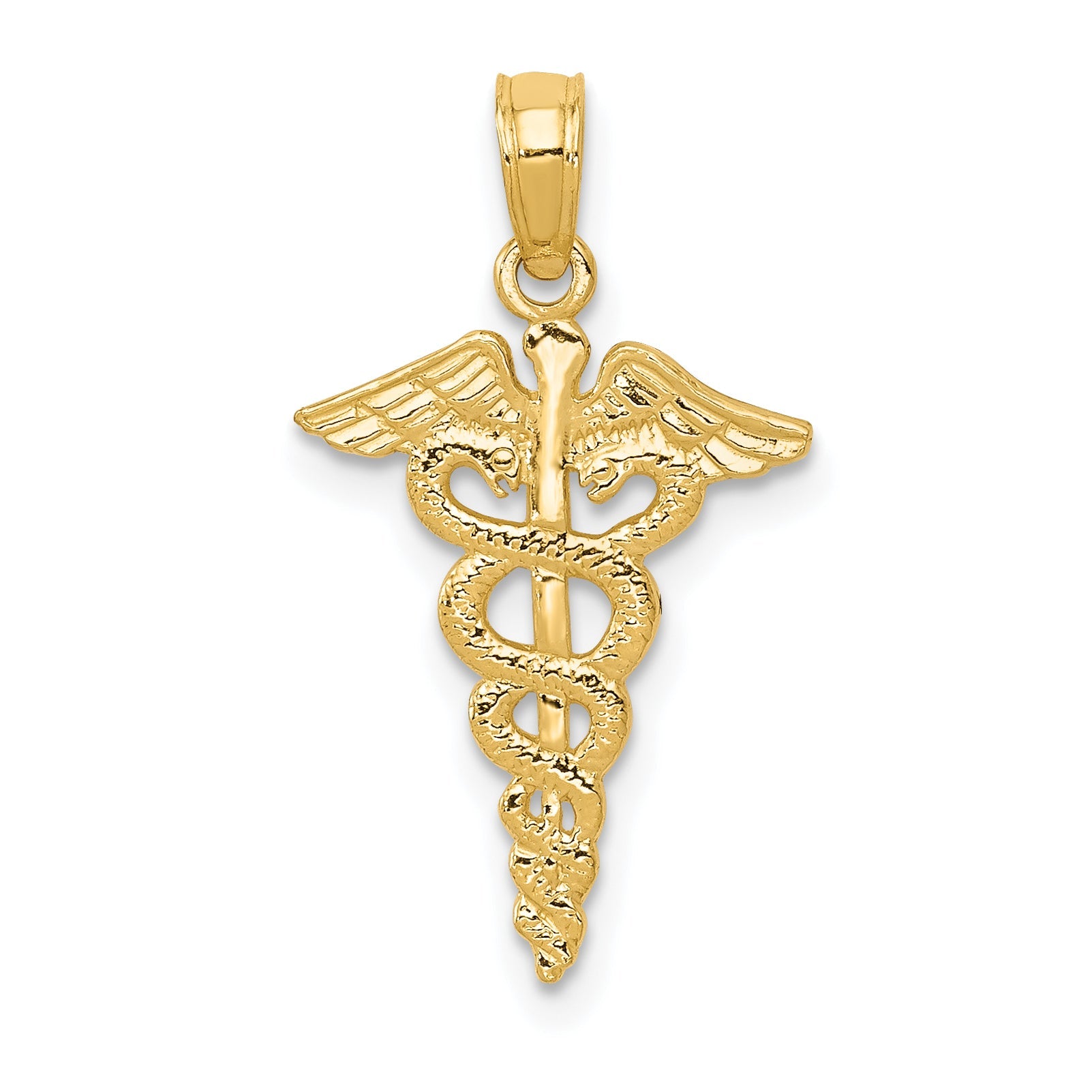 14K Yellow Gold Caduceus Pendant