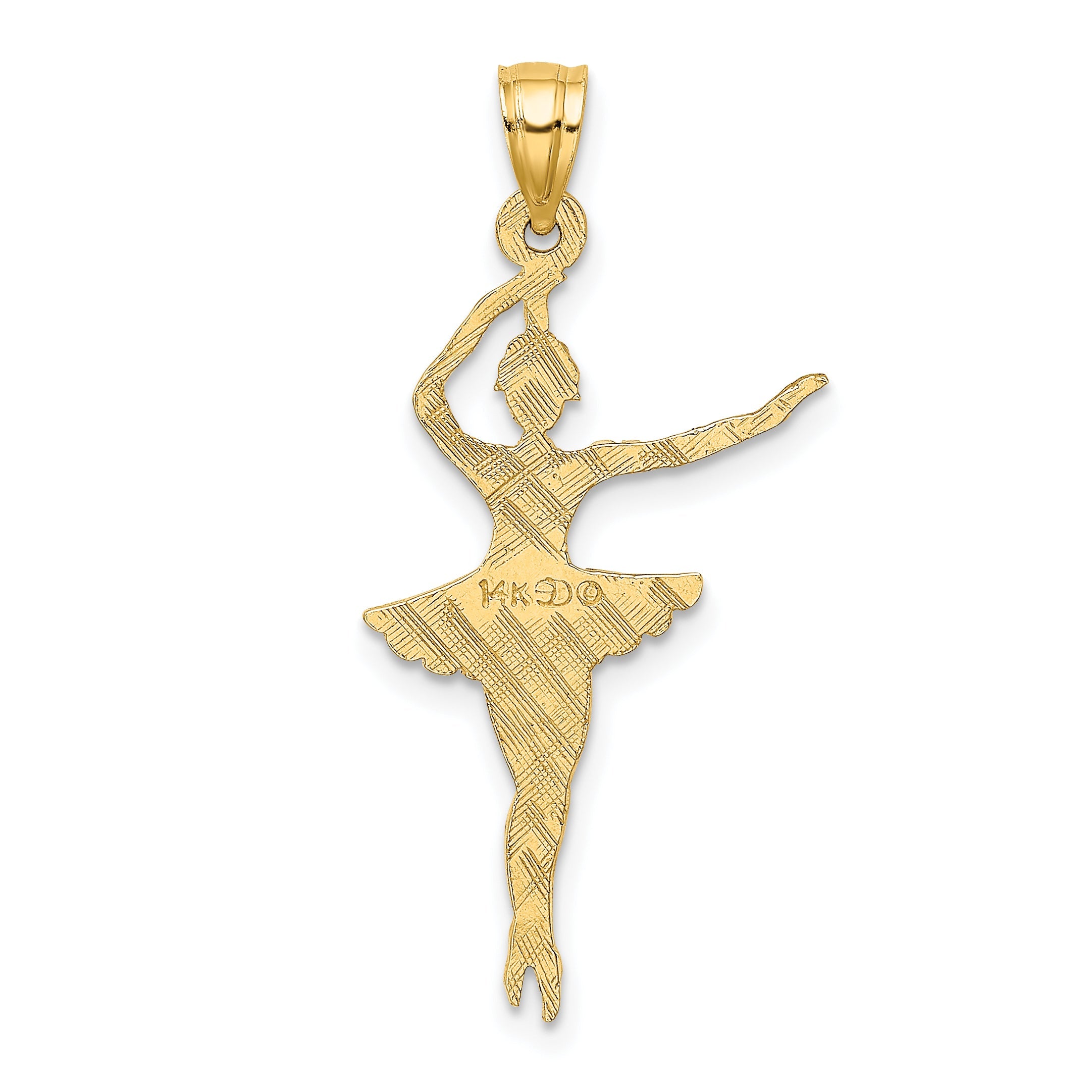 14K Yellow Gold Satin Polished Ballerina Charm