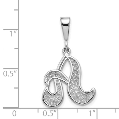 10K White Gold 10Kw Filigree Initial A Pendant