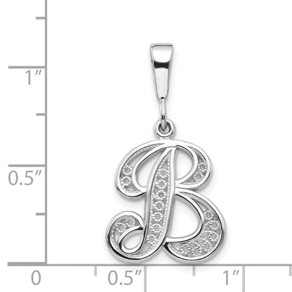 10K White Gold 10Kw Filigree Initial B Pendant