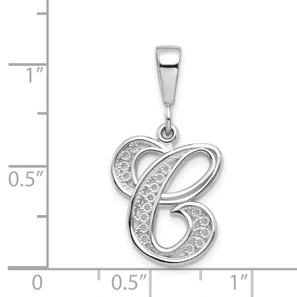 10K White Gold 10Kw Filigree Initial C Pendant