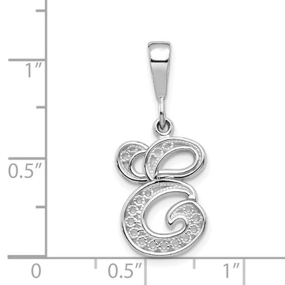 10K White Gold 10Kw Filigree Initial E Pendant