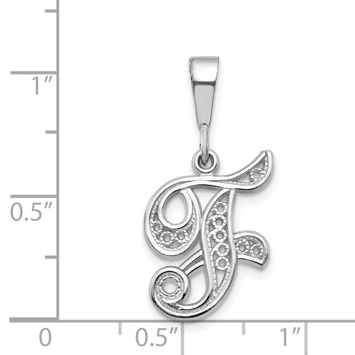 10K White Gold 10Kw Filigree Initial F Pendant