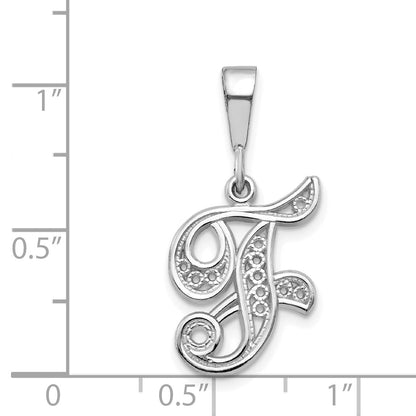 10K White Gold 10Kw Filigree Initial F Pendant