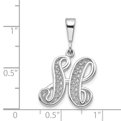 10K White Gold 10Kw Filigree Initial H Pendant