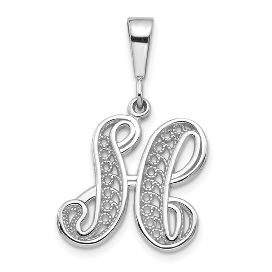 10K White Gold 10Kw Filigree Initial H Pendant
